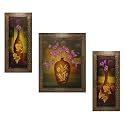 Indianara Set of 3 Floral Paintings (1676) Without Glass 5.2 X 12.5, 9.5 X 12.5, 5.2 X 12.5 INCH