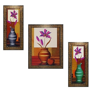 indianara set of 3 floral paintings 1673 without glass 52 x 125 95 x 125 52 x 125 inch