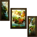 Indianara Set of 3 Picturesque Scenery Painting (2601) Digital Reprint 13 inch x 10.2 inch Painting