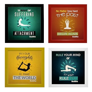 indianara set of 4 buddha quotes paintings