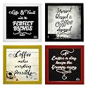 Indianara Set of 4 Coffee Quotes Paintings (2052) Without Glass 9.5 x 9.5 inch Each