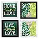 Indianara Set of 4 Home Live Love Paintings (2078) Without Glass 9.5 x 9.5 inch Each