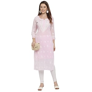indiankala4u Lucknow Chikankari Hand Embroidered Kurta for