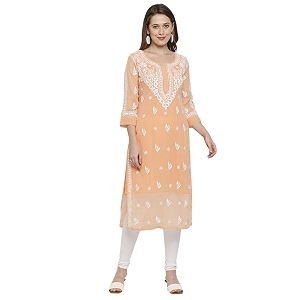 indiankala4u Lucknow Chikankari Hand Embroidered Kurta for