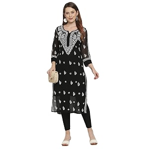 indiankala4u Lucknow Chikankari Hand Embroidered Kurta for