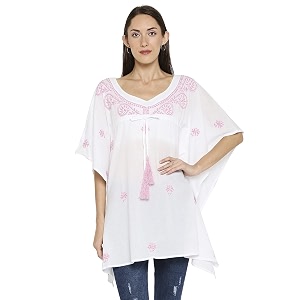 indiankala4u lucknow chikankari kaftan kurta top shirt in hand embroidery for women black