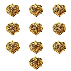 indian-shelf 10 ganesha leaf diyas gold aluminium oil lamps for diwali puja