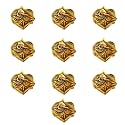 Indian-Shelf 10 Ganesha Leaf Diyas, Gold Aluminium Oil Lamps for Diwali Puja