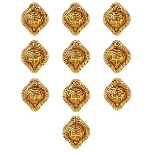 indian-shelf pack of 10 swastik aarti diyas for puja mandir diwali decor