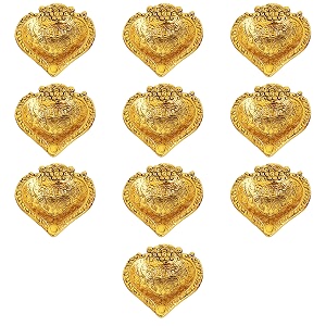 indian-shelf 10 gold metal paan leaf diyas for pooja mandir diwali dcor