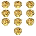 Indianshelf 10 Pieces Golden Metal Lotus Diya for Diwali Puja Decor