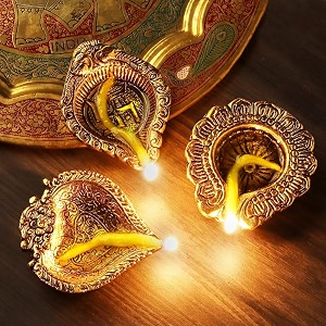indianshelf set of 3 diwali diya aluminium gold finish deepak for mandir home decorative item for gifts