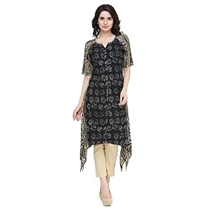 INDIBELLE Raglan Double Print Rayon Kurta