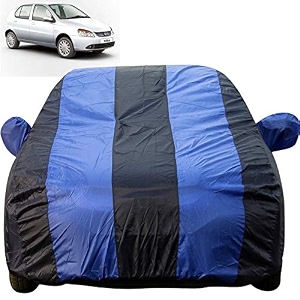 indica dustproof car cover with mirror pockets royal blue stripes taffeta polystertriple stitched compatible with tata indica car cover all models indica car accessories