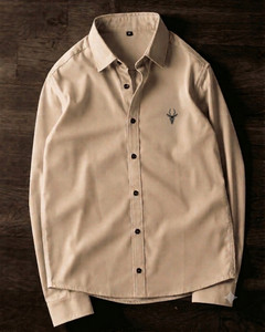 indicare Men Solid Casual Beige Shirt