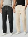 INDICLUB Loose Fit Men Black Beige Trousers