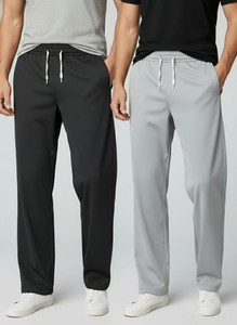 INDICLUB Loose Fit Men Black Grey Trousers
