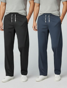 INDICLUB Loose Fit Men Black Grey Trousers