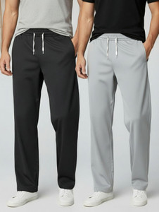 INDICLUB Loose Fit Men Black Silver Trousers
