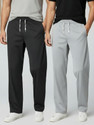 INDICLUB Loose Fit Men Black Silver Trousers