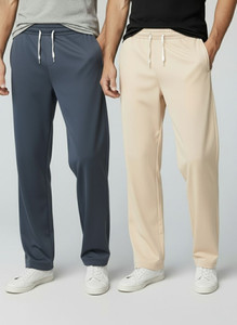 INDICLUB Loose Fit Men Grey Beige Trousers