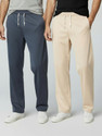 INDICLUB Loose Fit Men Grey Beige Trousers