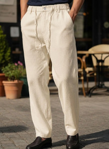 INDICLUB Relaxed Men Cream Trousers