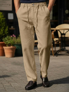 INDICLUB Relaxed Men Khaki Trousers