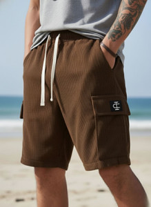 INDICLUB Self Design Men Brown Cargo Shorts