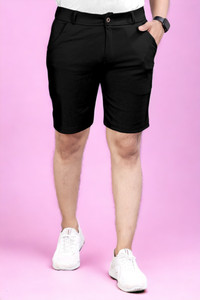 INDICLUB Solid Men Black Regular Shorts