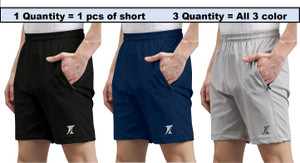 indiclub pack of 3 solid men multicolor regular shorts