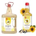 IndicWisdom Wood Pressed Oils (Groundnut Oil 5 Liter | Sunflower Oil 1 Liter) (Cold Pressed Oil - Extracted on Wooden Churner)