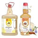 IndicWisdom Wood Pressed Oils (Groundnut Oil 5 Liter | Flaxseed Oil 200 ML) (Cold Pressed Oil - Extracted on Wooden Churner)