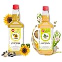 IndicWisdom Wood Pressed Oils (Sunflower Oil 5 Liter | White Sesame Oil 1 Liter) (Cold Pressed Oil - Extracted on Wooden Churner)