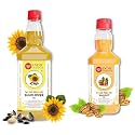 IndicWisdom Wood Pressed Oils (Sunflower Oil 1 Liter | Walnut Oil 100 ML) (Cold Pressed Oil - Extracted on Wooden Churner)