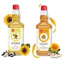 IndicWisdom Wood Pressed Oils (Sunflower Oil 5 Liter | Safflower Oil 1 Liter) (Cold Pressed Oil - Extracted on Wooden Churner)