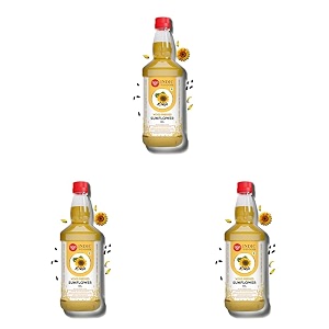 indicwisdom wood pressed sunflower oil 1 liter cold pressed sunflower oil - extracted on wooden churner pack of 2