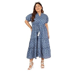 Indietoga Womens Floral Printed Pure Cotton Tiered