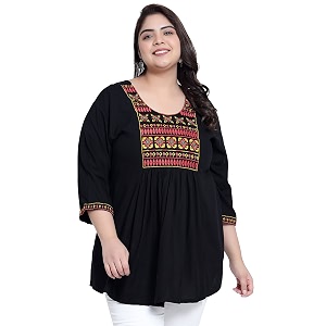 Indietoga Womens Plus Size Viscose Rayon Embroidered