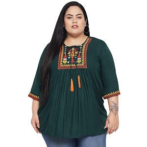 Indietoga Womens Plus Size Viscose Rayon Embroidered