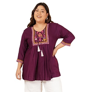 Indietoga Womens Plus Size Viscose Rayon Embroidered