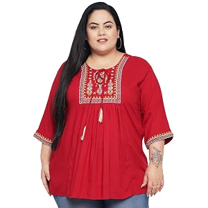 Indietoga Womens Plus Size Viscose Rayon Embroidered