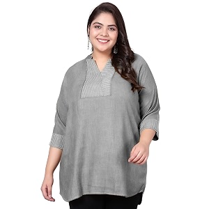Indietoga Womens Plus Size Embroidered Cotton Linen