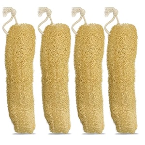 indigenous living natural loofah sponge  4 extra large bath loofah scrubbers for shower amp exfoliating body cleaning  reusable loofah for men amp women