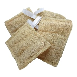 indigenous living natural bath loofah sponge 4 luxury rectangular pack  soft exfoliating body scrubber for shower  plant-based loofah pad for gentle daily exfoliation amp deep cleansing