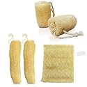 Indigenous Living Multi-Size Natural Loofah Bath Kit (5-Piece Set: 2 Large + 2 Extra-Large + 1 Rectangular Pad) | Body Exfoliation Combo for Deep Cleansing, Tan Removal &amp; Smooth Skin
