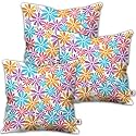 Indigifts Funky Home Decoration Colourful Summer Flowers Pattern Multi Cushion Cover 18x18 inch Set of 3