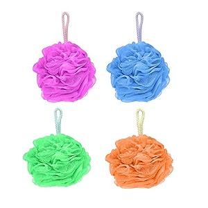 indiginous bath shower loofah sponge pouf body scrubber exfoliator bathing round loofah for men and women ultra soft round bath sponge loofahscrub pack of 4 4