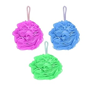 indiginous bath shower loofah sponge pouf body scrubber exfoliator bathing round loofah for men and women ultra soft round bath sponge loofahscrub pack of 3 3