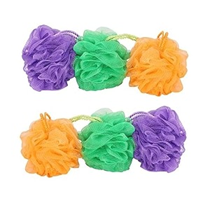 indiginous bath shower loofah sponge pouf body scrubber exfoliator bathing round loofah for men and women ultra soft round bath sponge loofahscrub pack of 6 6
